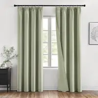 Famanu – Verduisteringsgordijnen met plooiband - saliegroene gordijnen - ondoorzichtig - set van 2 - 140 x 260 cm - moderne gordijnen