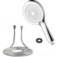 Famanu – Hogedruk handdouche met 2 m slang, 5 straalstanden, universele aansluiting, waterbesparend, anti-kalk functie, chroom, badkamer en keuken
