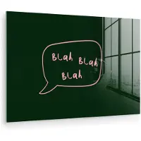 MuchoWow Glasschilderij 30x20 cm - Schilderij acrylglas - Tekstwolkje - Donkergroen - BLAH BLAH BLAH - Foto op glas - Muurdecoratie woonkamer - Wanddecoratie slaapkamer - Schilderijen