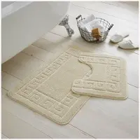 Famanu – 2 Stuks wasbare badkamermaten - extra absorberende antislip badmatten - superzachte wc - matset - crème (50 x 80 - 50 x 40 cm)