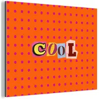 MuchoWow Aluminium schilderij 80x60 cm - Wanddecoratie metaal - Cool - Stippen - Oranje - Metalen muurdecoratie woonkamer - Decoratie industrieel - Foto op dibond - Industriële accessoires slaapkamer