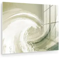 MuchoWow Glasschilderij 160x120 cm - Schilderij acrylglas - Abstract - Penseelstreken - Golven - Groen - Foto op glas - Muurdecoratie woonkamer - Wanddecoratie slaapkamer - Schilderijen