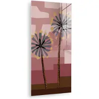 MuchoWow Glasschilderij 20x40 cm - Schilderij acrylglas - Illustratie - Bloemen - Vlakken - Abstract - Foto op glas - Muurdecoratie woonkamer - Wanddecoratie slaapkamer - Schilderijen