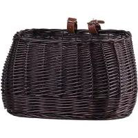 TheWickerStories The Wicker Stories – Rieten Fietsmand Donkerbruin – Handgevlochten – Met 2 Leren Riemen – Europese Productie
