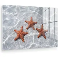 MuchoWow Glasschilderij 180x120 cm - Schilderij acrylglas - Zeesterren - Water - Helder - Foto op glas - Muurdecoratie woonkamer - Wanddecoratie slaapkamer - Schilderijen