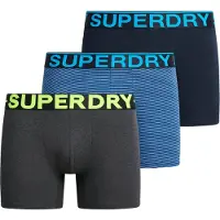 Superdry Heren Set van 3 boxershorts Design blauw, marine, zwart (L), Homewear, Katoen, Marineblauw M3110452C