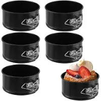 Famanu – Mini springvorm set 6 stuks Ø 10 cm met afneembare bodem, zwarte anti-aanbak cakevormpjes voor cheesecake en desserts