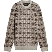 Lyle & Scott geborstelde intarsia gebreide trui met ronde hals - grijs