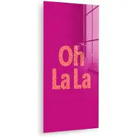 MuchoWow Glasschilderij 20x40 cm - Schilderij acrylglas - Oh la la - Luipaardprint - Roze - Foto op glas - Muurdecoratie woonkamer - Wanddecoratie slaapkamer - Schilderijen