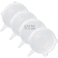 Famanu – Siliconen stretch deksels - 4-pack - herbruikbaar - stevige containerhoes - uitbreidbare voedselopslaghoezen - vaatwasser- en vriezerbestendig - 11,5 cm
