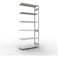 Schulte Lagertechnik MULTIplus 250 boutloos rekkensysteem, boutloze aanbouwstelling, lengte bout, 3000x1300x500 mm, 7 legborden, lichtgrijs