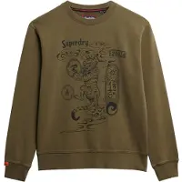 Superdry Sweatshirt 'Tokyo Narrative' olijfgroen / zwart