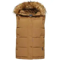 Superdry Dames Synthetisch bont gilet Everest beige (XXS), Casual, Polyester W5011395A