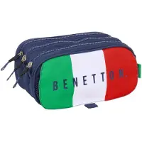 Safta Pennenetui met 3 vakken Benetton Flag Marineblauw 21,5 x 10 x 8 cm