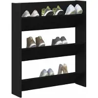 vidaXL Schoenenkast 80 x 18 x 90 cm Bewerkt hout Zwart Eiken
