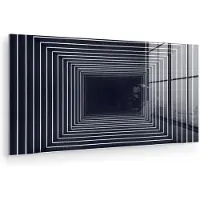 MuchoWow Glasschilderij 160x80 cm - Schilderij acrylglas - Lijnen - Hypnotiserend - Zwart - Foto op glas - Muurdecoratie woonkamer - Wanddecoratie slaapkamer - Schilderijen