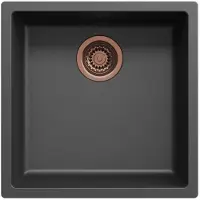 Pure.Sink Keukenwastafel 40x40 cm, zwart, onderbouwmodel en opbouwmodel, koper,