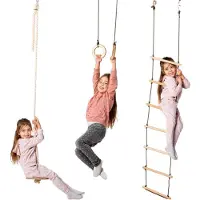 Goodevas Speelset voor Kinderen – Indoor Klimtoestel & Outdoor Speeltoestel voor Jongens en Meisjes – Inclusief Klimladder en Turnringen, voor Leeftijden 2-12 Jaar