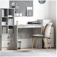 vidaXL Bureau Beton Grijs 90 x 50 x 76 cm