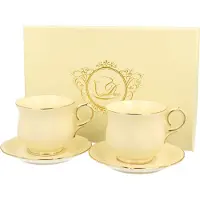 DUO sp. z o.o. DUO ECRU, set van 2 espressotassen, 150 ml, CLARK, met ondertassen, van New Bone China porselein