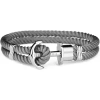 Paul Hewitt Anchor Bracelet PH-PH-N-S-GR-M - Armband - Nylon - Grijs - Ø 18cm
