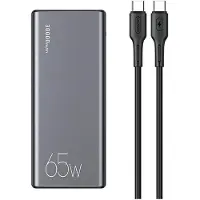 Usams Powerbank Pb59, 30000mAh, 65W, 2x QC3.0 + PD, snelladen, zwart (Cmxlogtc01 / Us-Cd165) + USB-C naar USB-C kabel