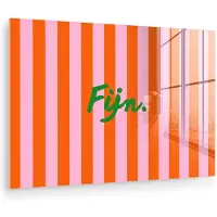 MuchoWow Glasschilderij 120x80 cm - Schilderij acrylglas - Patroon - Oranje - Fijn - Strepen - Foto op glas - Muurdecoratie woonkamer - Wanddecoratie slaapkamer - Schilderijen