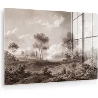 MuchoWow Glasschilderij 30x20 cm - Schilderij acrylglas - Klassiek - Landschap - Neutraal - Foto op glas - Muurdecoratie woonkamer - Wanddecoratie slaapkamer - Schilderijen