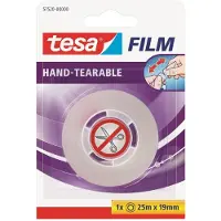 TESA Plakband tesafilm 25mx19mm handscheurbaar transparant | 6 stuks