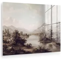 MuchoWow Glasschilderij 40x30 cm - Schilderij acrylglas - Klassiek - Landschap - Sereen - Foto op glas - Muurdecoratie woonkamer - Wanddecoratie slaapkamer - Schilderijen