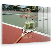 MuchoWow Glasschilderij 120x80 cm - Schilderij acrylglas - Matcha Club - Tennis - Matcha - Foto op glas - Muurdecoratie woonkamer - Wanddecoratie slaapkamer - Schilderijen