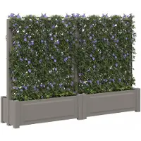 vidaXL Grote plantenbak met trellis 2 st PP Grijs