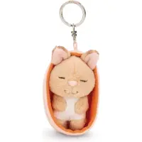 Nici sleutelhanger konijn Sleeping Pets 8cm mand perzik groen decoratief.