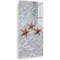 MuchoWow Glasschilderij 60x120 cm - Schilderij acrylglas - Zeesterren - Water - Helder - Foto op glas - Muurdecoratie woonkamer - Wanddecoratie slaapkamer - Schilderijen