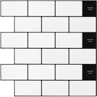 vidaXL Subway tegel 10 st Wit Zwart 30 x 30 cm Polyurethaan en PET