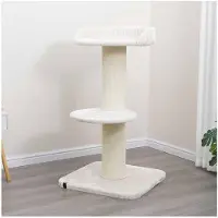 Ebi Mumbai Krabpaal - Stevige Krabpaal voor Grote Katten - Extra Dikke Stam Ø19cm met Ligbed - 68x68x122cm - Crème
