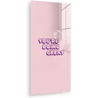 MuchoWow Glasschilderij 40x80 cm - Schilderij acrylglas - You're doing great - Roze - Bubble letters - Foto op glas - Muurdecoratie woonkamer - Wanddecoratie slaapkamer - Schilderijen