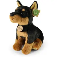 Rappa ECO knuffel Doberman 30 cm - realistische knuffel van recyclede PET flessen - bruin zwart