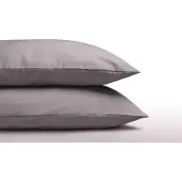 DH Set van 2 grijze (midden grijs tot lichtgrijs) kussenslopen (kussensloop / kussen hoes) KATOEN voor hoofdkussen van 60 x 70 cm (rustig uni / effen beddengoed)