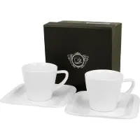 DUO sp. z o.o. Infinity Espressokopjes met Schotels, Wit, 2 stuks, 80 ml