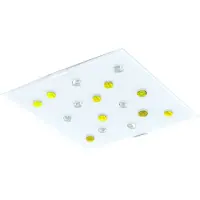Eglo Plafondlamp gastenkamer glazen stenen geel wit helder halverlichting armatuur satijn 87311O