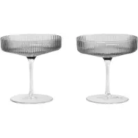 Ferm Living Champagneglas Ripple Saucers Smoked Grey 150 ml (Set van 2)