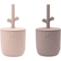 Done by Deer Straw 2 Pack Wally Cup Roze 12 Months