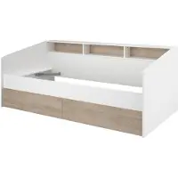 Vente-unique Kinderbed Sleep 90x200cm met bedlades - wit/eikdecor