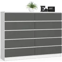 Akord Ladekast K160 met 10 Lades / Furniture Factory / Wit - Grafietgrijs / 160 x 121 x 40 cm