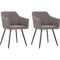 vidaXL Eetkamerstoelen draaibaar 2 st stof taupe