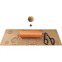 Samarali Oranje Yin Yoga Set Moon - Kurk Mat, Bolster & Massagebal - Natuurlijk en Ethisch