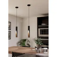 Eglo Barbotto Hanglamp - GU10 - Ø 6 cm - Zwart/Bruin - Staal - FSC Hout