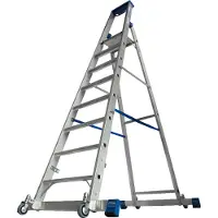 Krause Trapladder, met 8 treden, aluminium, verrijdbaar met dwarssteun