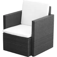 vidaXL Tuinstoel met kussens poly rattan zwart